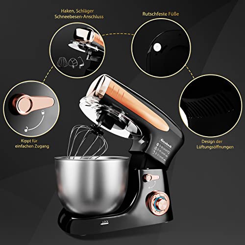 Küchenmaschine 6,5 L Knetmaschine Eisenbach 2000W Küchenmaschine,Teigmaschine, 6 Geschwindigkeiten, 8 weiteren… – Bild 6