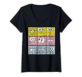 20NKSB00009A-001 Damen SpongeBob SquarePants Patrick Squidward Expressions T-Shirt mit V-Ausschnitt