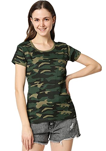 Image of Wear Your Opinion Women's Camouflage Army Military Stylish Half Sleeve Top T-Shirt