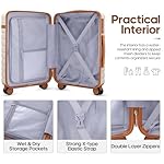 UKEIN Luggage Sets 3 Piece, Carry On Luggage 20In With Spinner Wheels,PC Hardside Suitcase Set with TSA Lock,Durable Carry On Suitcase With Travel Backpack for Men (Beige, 3 piece set (20inch)) - Image 3