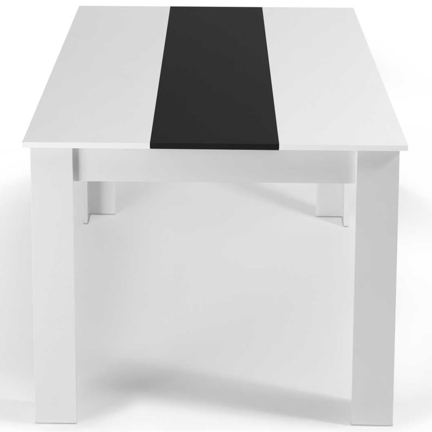 IDMarket - Ensemble Table à Manger Georgia 140 cm Blanche et Noire et 6 chaises Romane Noires liseré Blanc