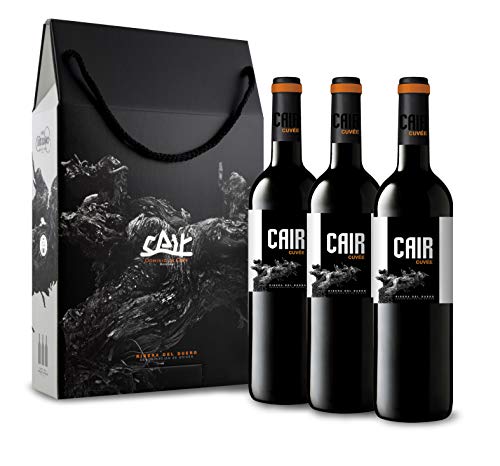 Cair Cuvée- Vino Tinto con D.O. Ribera del Duero - Variedad de Uva Tempranillo y Merlot - Notas de Fruta Roja y Tonos Florales - Crianza durante 10 meses - Incluye Estuche - 3 Botellas de 75 cl