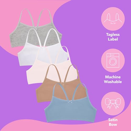 5 Pack Cotton Girls Training Bras - Racerback Crop Cami Training Bras for Girls2