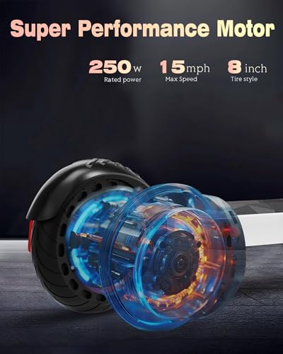 QNQ - Patinete eléctrico, motor de 500W, patinete eléctrico plegable de 8'' para niños, velocidad máxima de 25 km/h, autonomía de 12-15 km, pantalla LED, para niños, adolescentes, adultos - imagen 3