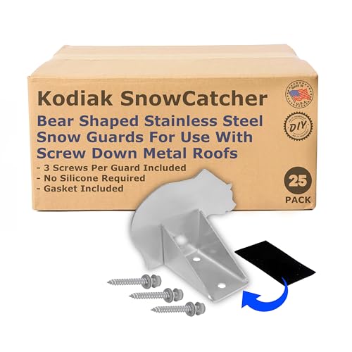 Kodiak Bear Stainless Steel Ornamental Metal Roof Snow Guards (25 Pieces with Pads and Screws)