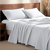 Bare Home Flannel Sheet Set 100% Cotton, Velvety Soft Heavyweight - Double Brushed Flannel - Deep Pocket (California King, White)
