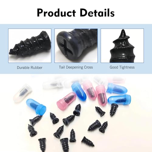Image of 101 PCS Tire Repair Rubber Nail, 3 Size Vacuum Tire Repair Kits Spiral Rubber Screws, Fast Self-Service Tool for Car, Truck, Motorcycle, Tractor Tire Puncture Repair (Black)