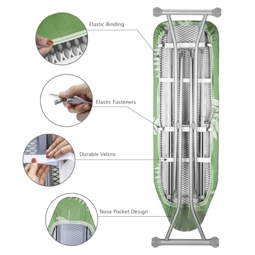 Image of SheeChung Ironing Board Cover and Pad 15 inch x 49 inch,Iron Board Cover with Elastic Edge & Adjustable Fastener,Cotton Covers Resist Scorching and Staining Extra Thick Padding,Silicone Coating