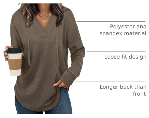 Image of Sampeel Hoodies for Women Trendy Fall Fashion 2025 V Neck Oversized Sweatshirt Plus Size Tops Clothes