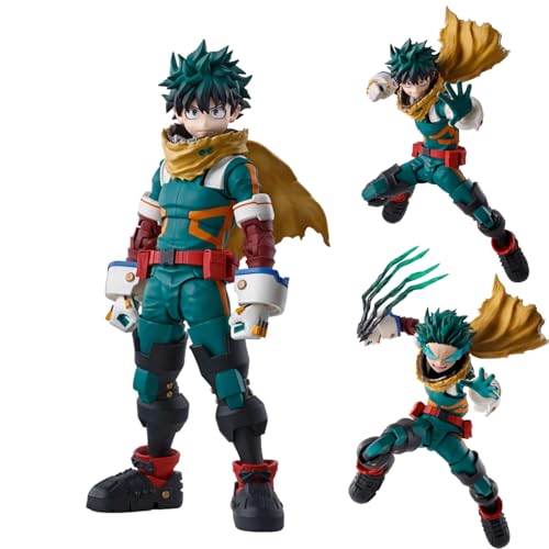 Zhongkaihua Midoriya Izuku Action Figure with Swappable Faceplates MHA Izuku Figurine 15CM PVC Jointed Movable Statue Collectible Gifts