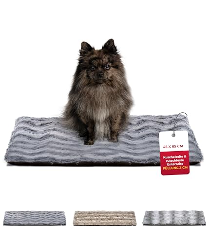 HS-Hundebett® Hundedecke Exklusiv mit Füllung und Anti-Rutsch XS (45x65 cm) – Gepolstert & Waschbar – Gemütliche Hunde Kuscheldecke – Anthrazit, Made in DE