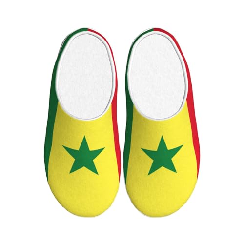 Cozy Flag of Senegal print Slippers Indoor and Outdoor Fuzzy House Shoes Anti-Skid Sole Gifts for Women Indoor Scuff