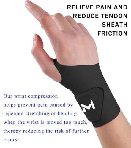 Image of 2 Pcs Soft Wrist Brace, Adjustable Wrist Support for Sprains, Fitness, Sports,Carpal Tunnel, Weightlifting, Wrist Compression Strap Pain Relief Wear Anywhere, Fits 6 inch to 8.3 inch (Black)