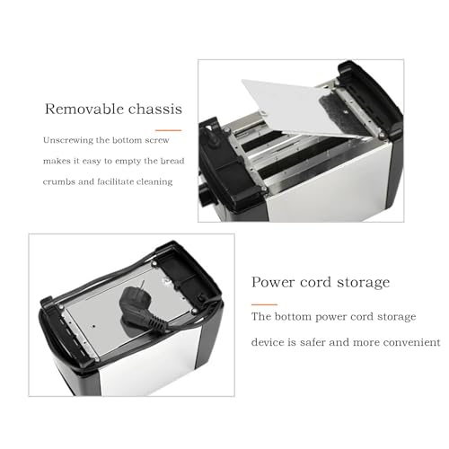 800W Toasters 2 Slice Wide Slot for Bagels and Breads, 7 Gear Settings - image 4