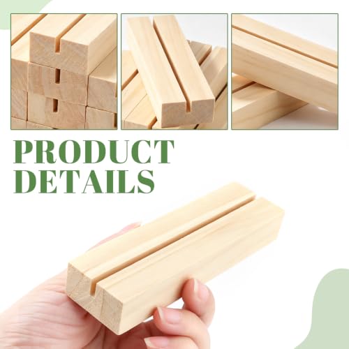 Image of 10Pcs 4.72x1.38 Inches Wood Table Number Stands, Wooden Place Card Holders, Acrylic Sign Holders for Wedding, Ceremony, Birthday, Party, Home Decoration, Events (3mm Slots)