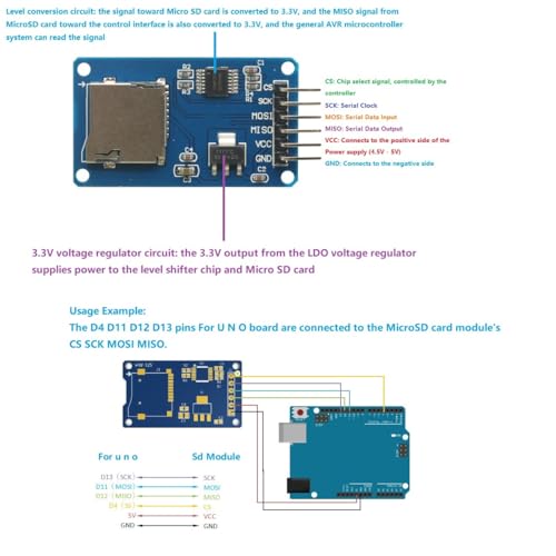 4Pcs Micro SD Storage Expansion Board Micro SD TF Card Memory Shield Module SPI for Arduino SD Card Module UNO R3 MEGA 2560 Due