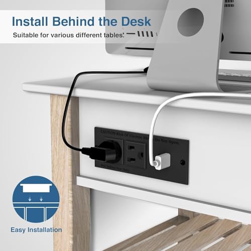 Small Recessed Power Strip Plug Extension Cord with Inset USB Electrical Outlet Extender Flush Mount Surge Protector Hidden Charging Station for Furniture Conference Table NightStand (Black) miniatura 6
