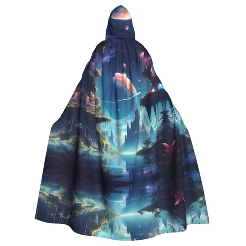 Cape longue de fête Halloween imprimé espace veste à capuche unisexe sans effort