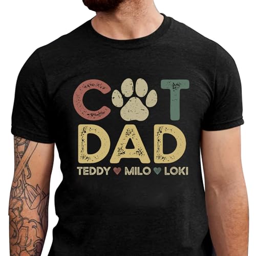 Cat Dad Shirt, Personalized Gift for Cat Dad, Custom Cat