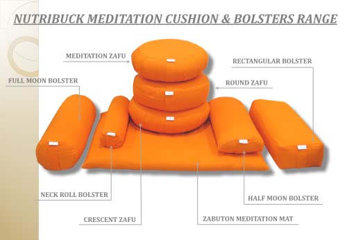 Image of Buckwheat ZAFU Meditation Cushion Filled with Buckwheat Hulls (Round - Orange)