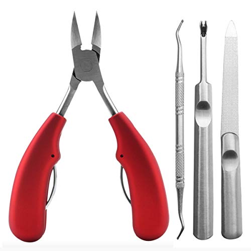 Podiatrist Toenail Clippers,Heavy Duty Toenail Nippers,Professional Thick & Ingrown Toe Nail Clippers for Men & Seniors, Pedicure Clippers Toenail Cutters, Super Sharp Curved Stainless Steel Blade
