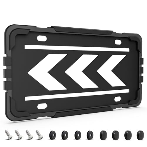 BEHOK Silicone License Plate Frame, Car License Plate Holder Without Obstruction, Rattle & Rust Proof Front & Rear Car Tag Protector, Come with Screws Kit, Black by BEHOK - Used condition - US$14.43