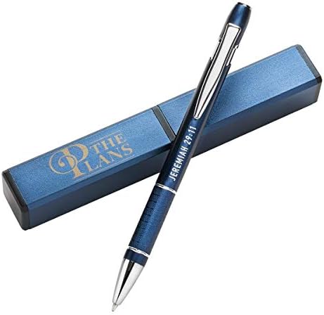 Christian Art Gifts I Know the Plans Blue Stylish Classic Ballpoint Pen in Matching Gift Case - Jeremiah 29:11 Bible Verse Refillable Retractable Medium Black Ink for Journal, Planner, Writing, Notes
