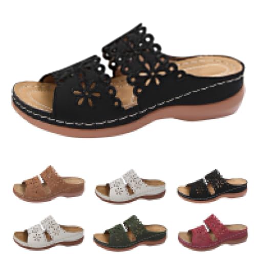 Women's Sandals Open Toe Hollow Out Wedge Sandal Arch Support Slides Sandals Beach Travel Walking Shoes Orthopedic Platform Shoes Comfortable Lightweight Walking Shoe 6