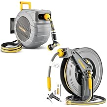 GLAHODEN Retractable Garden Hose Reel 5/8 in x 100 ft,Double Arm Air Hose Reel 50 ft Retractable