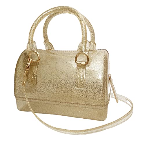 Image of Ladies Summer Jelly Pillow-shaped Top Handle Handbag Candy Color Transparent Crystal Purse