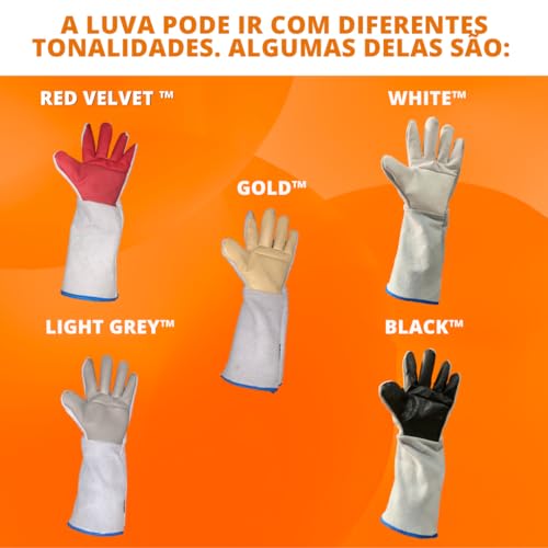 Luva de Segurança Couro Vaqueta Mista com Raspa Epi Cano Longo P20 Soldador