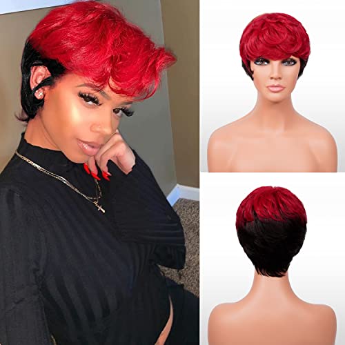 INSTANT FAB Short Human Hair Wigs Pixie Cut Wigs for