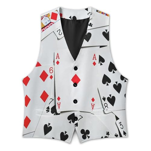 Poker Cards Suit Vest for Men Casual Business Tuxedo Slim Fit Suit Vests Lightweight Waistcoat2