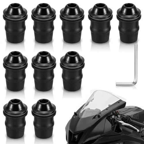 Vis Carénage Moto, 10 pièces 5mm Visserie pour Bulle Moto, Mo to Carrosserie Carénage, Pare-Brise pour Mo to, pour Bulle Mo to,Kit de Vis Carenage Mo to Universel avec