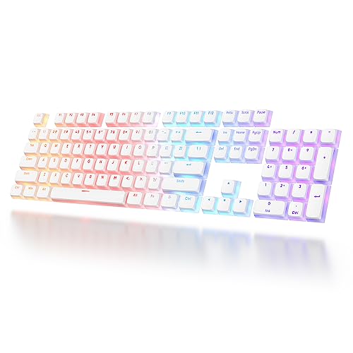 Image of surmen Pudding Keycaps PBT Double Shot Keycaps XDA Profile for Cherry Gateron MX Switches Mechanical Keyboard(White)