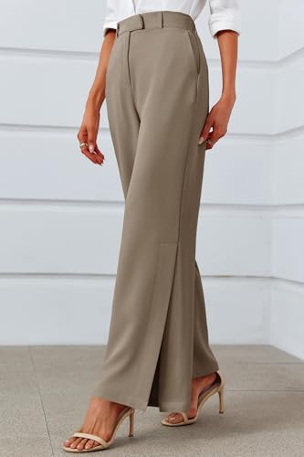 Image of Cicy Bell Womens Side Split Dress Pants Wide Leg Business Casual Trousers | High Waisted, Elastic, Work Slacks with Pockets, 2026 Flowy Ladies Palazzo, Office Clothing