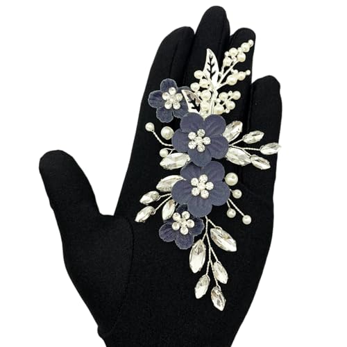 Pinzas para cabello florales azul oscuro para boda miniatura 7