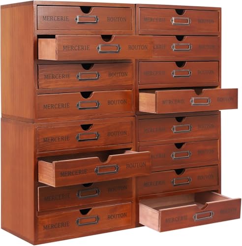 SODONAD Vintage Apothecary Cabinet, 16-Drawer Flat File Cabinet, 4PCS 4-Slot