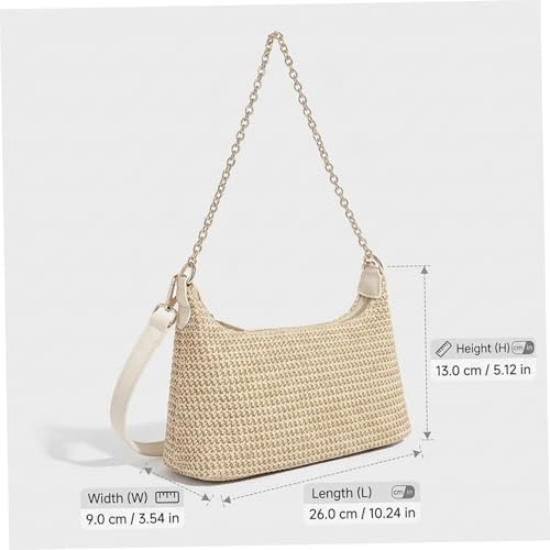 Sac à main en paille avec sangle de chaîne réglable été - 4