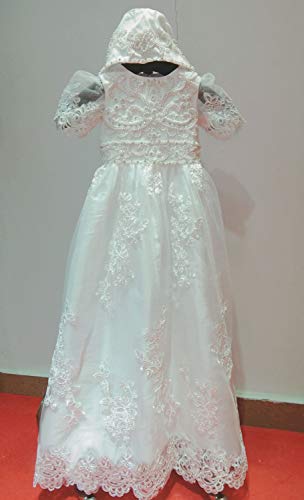 Newdeve Baby-Girls Lace Round Neck White Christening Baptism Gowns #TOP1
