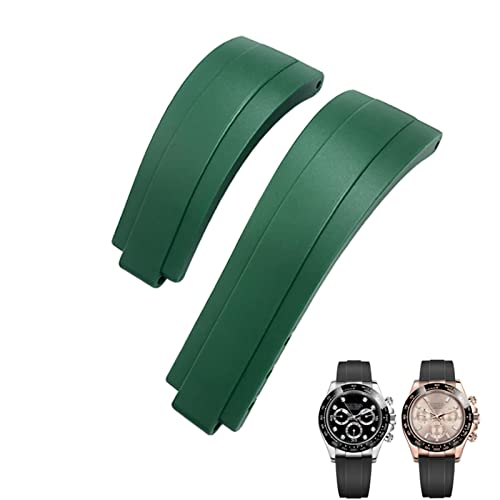 Bracelet de montre en caoutchouc 20mm silicone vert compatible avec Daytona