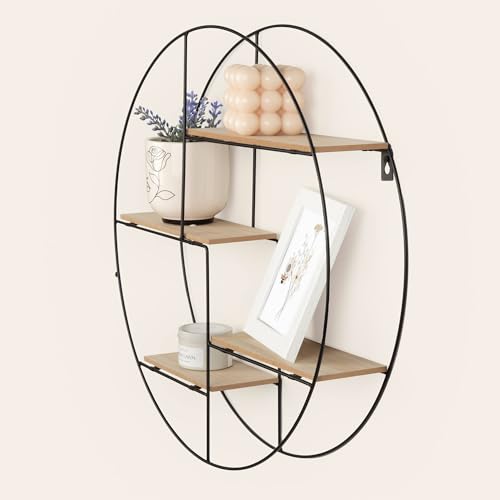 AKTIVE MAX Home Estantería de Pared, D50x10 cm, Peso máximo 4 kg, Redonda, con 4 baldas, Diseño Decorativo metálico, con Estructura Circular, para Colgar, Salón, Dormitorio, Oficina (18475) - imagen 6