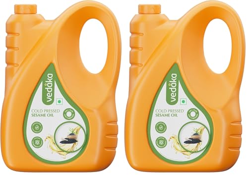 Image of Amazon Brand - Vedaka Cold Pressed Sesame Oil | 5 L Bottle | Gingelly Oil | Cheku /Ghani Oil | 100% Pure, Unrefined | Contains MUFA & Omega-6 PUFA | Contains Natural Antioxidants Lignans & Tocopherols