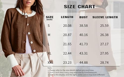 UNCLECAT Women's Cropped Cardigan Sweaters Fall Long Sleeve Open Front Cardigans Button Down Color Block Knit Outwear Coats4