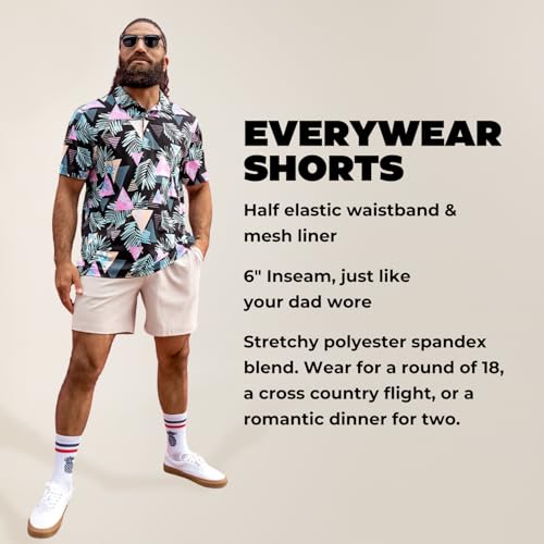 Image of Chubbies Everywear Men's Shorts - Mens Shorts Casual 6in Inseam, Elastic Waist, Water-Resistant, Zipper Pocket