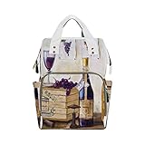 InterestPrint Diaper Bag Backpack Travel Backpack Maternity Baby Changing Bags Wine and Grapes on...