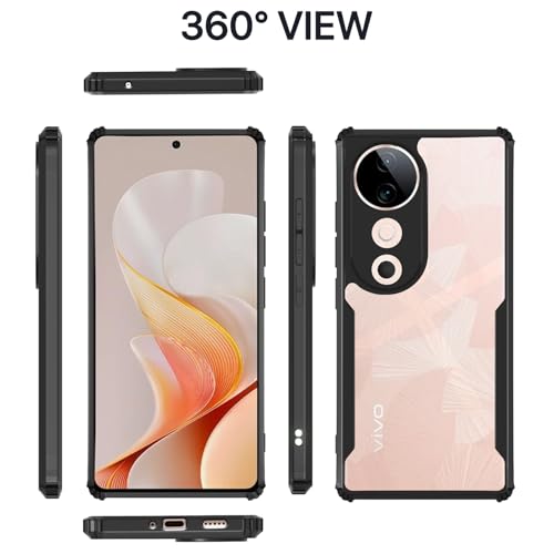 Image of Pikkme Crystal Clear Transparent Back | Ultra Hyrbid | Full Camera Protection | Raised Edge | Bumper Back Case for Vivo S19 5G (Black)