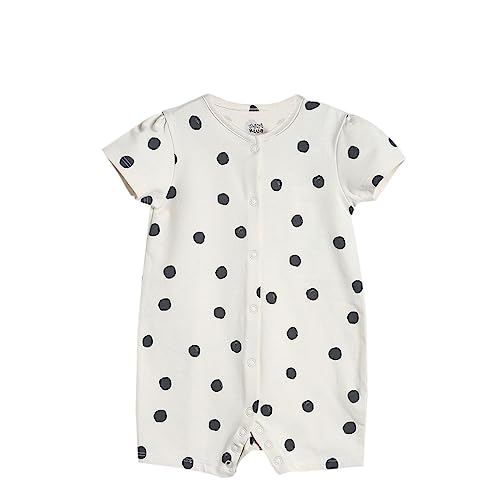 Image of miniklub Baby Round Neck Short Sleeve Knitted Cotton Romper (Brown Color)
