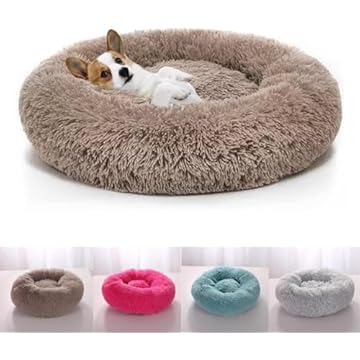 Caminha Nuvem Cama Pet Redonda Pelucia Para Cães Gatos DONUT FUNDO ANTIDERRAPANTE BORDAS ELEVADAS QUALIDADE PREMIUM Tam M (MARROM)