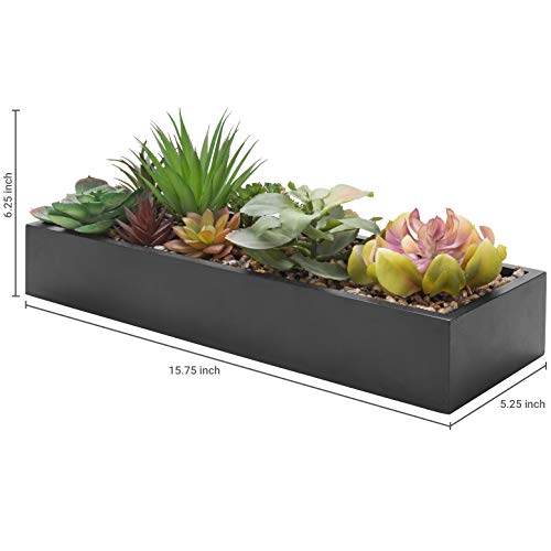 Mygift Artificial Succulent Plant Arrangement In Black Wood Planter Box, Fake Plant Decor #TOP3
